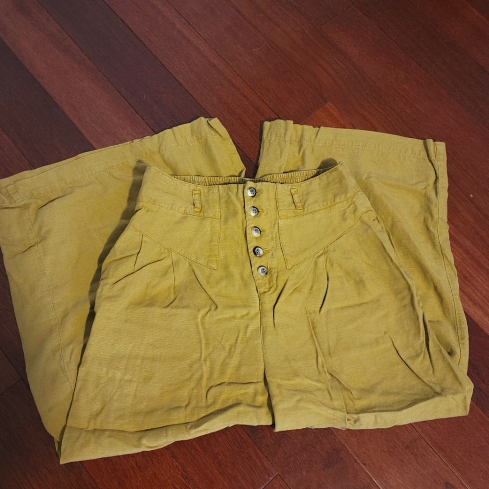 Anthropologie wide leg linen pants